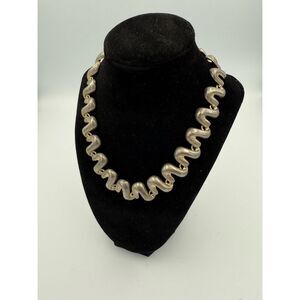 Vintage Anne Klein Silver Unmarked Infinity Runway Collar Necklace